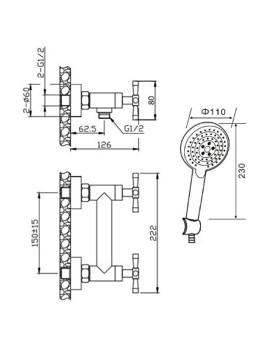 Смеситель для душа Orange Mia M34-320ni Никель