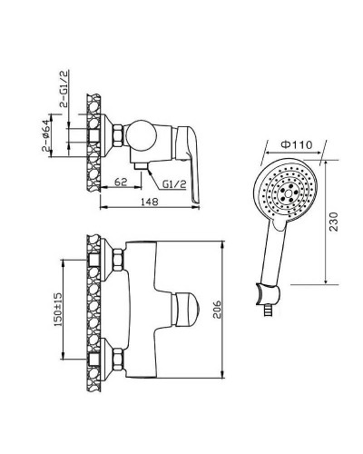 Смеситель для душа Orange Tony M54-320gr Графит