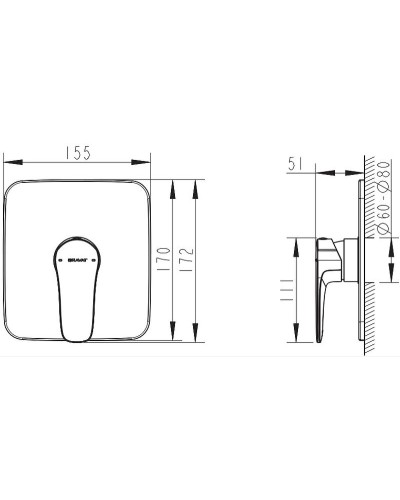Смеситель для душа Bravat Source PB8173218CP-ENG Хром