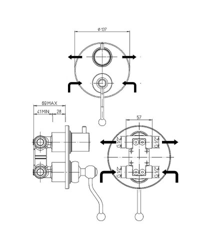 Смеситель для душа Paini Duomo 88F36911 Старая бронза