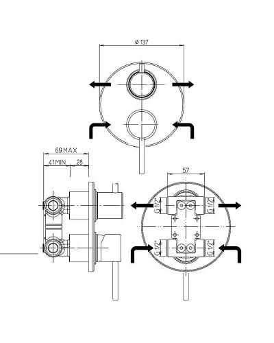 Смеситель для душа Paini Cox 78CR6911 Хром