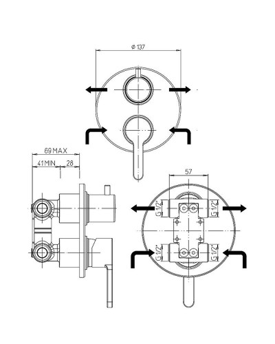 Смеситель для душа Paini Arena 92CR6911 Хром