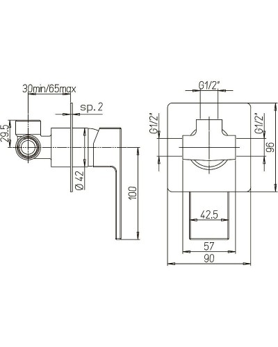 Смеситель для душа Paini Dax-R 84PZ690R Черный матовый
