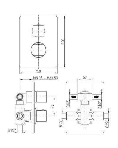 Смеситель для душа Paini Dax-R 84PZ691TH Черный матовый