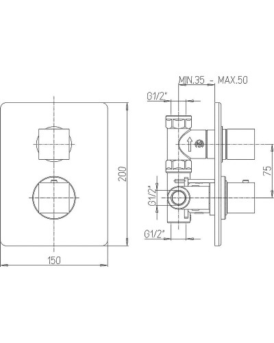 Смеситель для душа Paini Dax-R 84PZ690TH Черный матовый