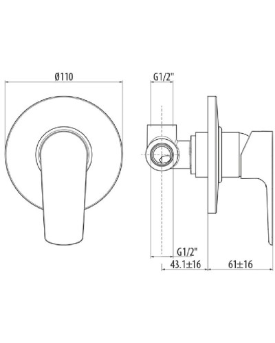 Смеситель для душа Gattoni H2OMIX 3000 3030/30C0CR