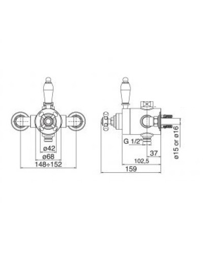Смеситель термостатический на один выход верхнее (жесткое подключение) CEZARES ELITE-D-T-02-Bi