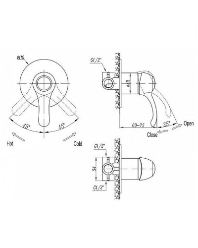 Смеситель для душа Cezares LIRA-C-DIM-01 Хром