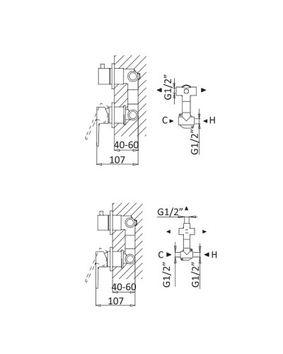 Смеситель для душа Cezares NAUTIC-VDIM3-M-NOP Черный матовый