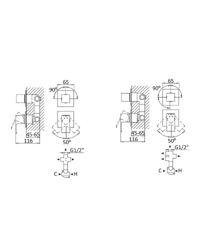 Смеситель для душа Cezares PORTA-VDIM4-M-01 Хром