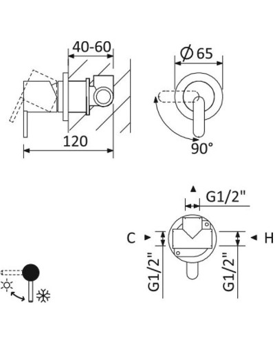 Смеситель для душа Cezares LEAF-DIM-01 Хром