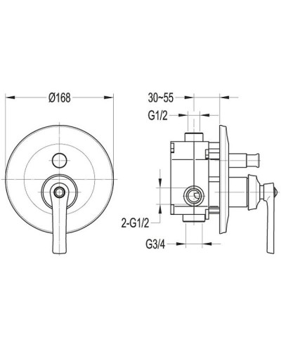 Смеситель для душа Cezares LIBERTY-F-VDIM-01 Хром