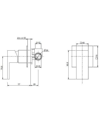 Смеситель для душа Cezares UNIKA-DIM-03/24 Золото 24 карат