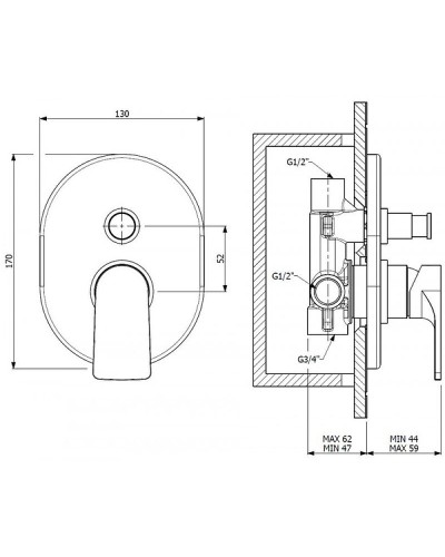 Смеситель для душа Cezares LAGOS-VDIM-01 Хром