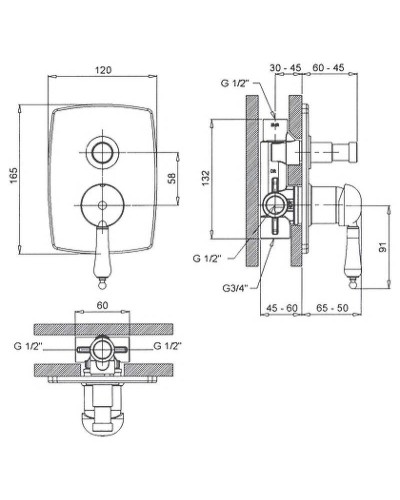Смеситель для душа Margaroli Classica RU1008AA01CR Хром