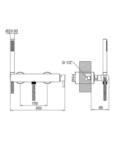 Смеситель для душа Margaroli Moderna RU2005AA01СR Хром