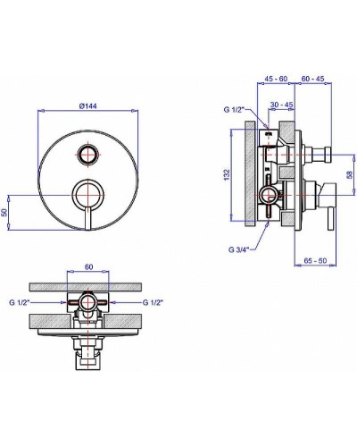 Смеситель для душа Margaroli Moderna RU2008AA01CR Хром