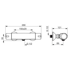 Термостат для душа с реверсивным термоэлементом Oras Nova 7470X