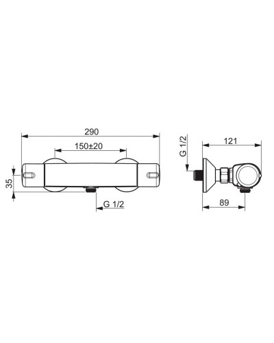 Термостат для душа с реверсивным термоэлементом Oras Nova 7470X