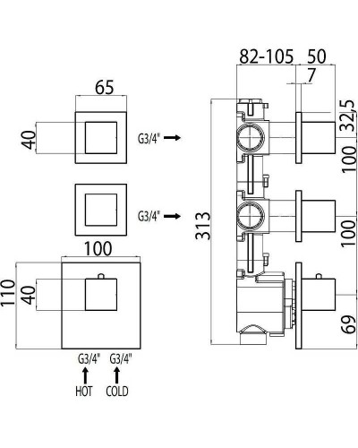 Смеситель для душа Bossini Outlets Z032203.030 с термостатом Хром