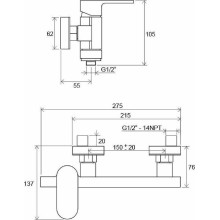 Смеситель для душа Ravak Chrome CR 032.00/150 X070043 Хром