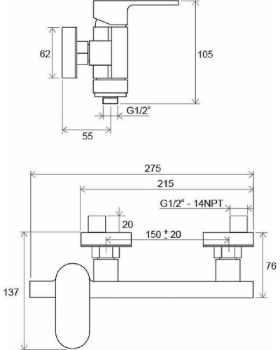 Смеситель для душа Ravak Chrome CR 032.00/150 X070043 Хром
