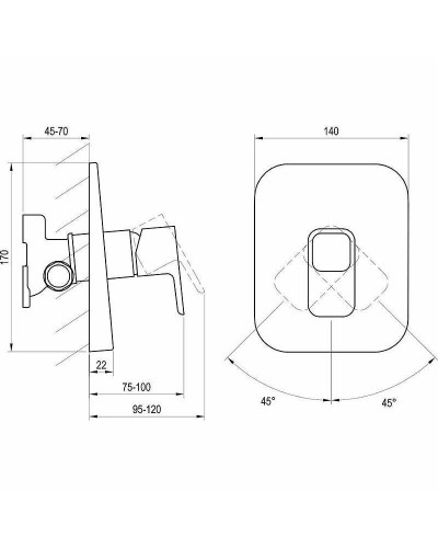 Смеситель для душа Ravak 10° TD 066.00 X070071 Хром