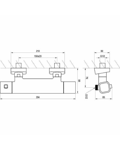 Смеситель для душа Ravak 10° Termo 300 TD 033.00/150 X070102 с термостатом Хром