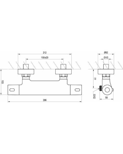 Смеситель для душа Ravak Termo 300 TE 033.00/150 X070096 с термостатом Хром