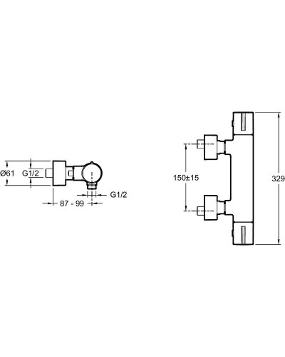 Смеситель для душа Jacob Delafon Toobi E8991-CP с термостатом Хром