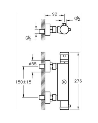 Термостат для душа Vitra AquaHeat A47055EXP