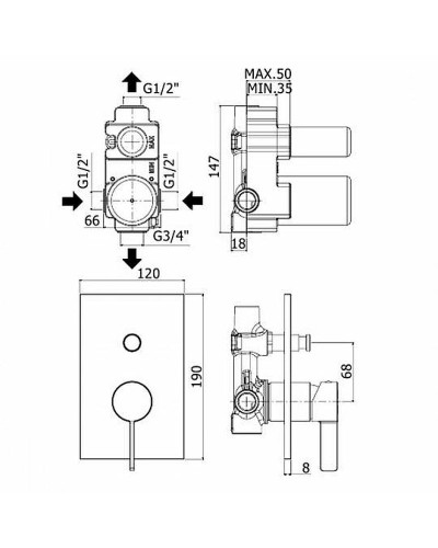 Смеситель для душа Paffoni Rock RO015CR Хром