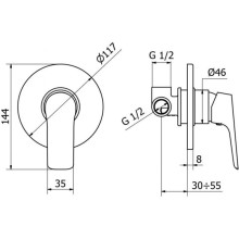 Смеситель для душа Cezares BITONE-DIM-01