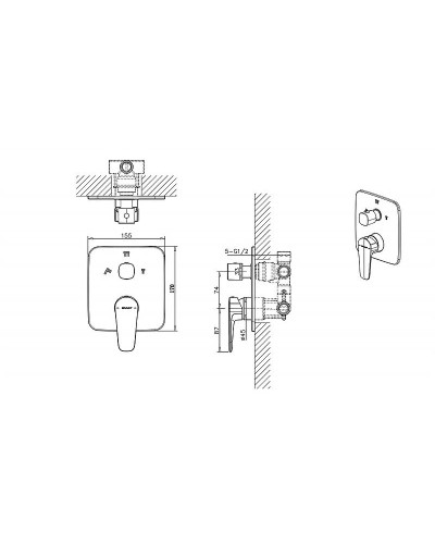Смеситель для душа Bravat Source PB8173218BW-3-ENG Черный матовый