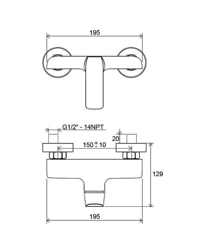Смеситель для душа Ravak Flat FL 032.00/150 X070121 Хром