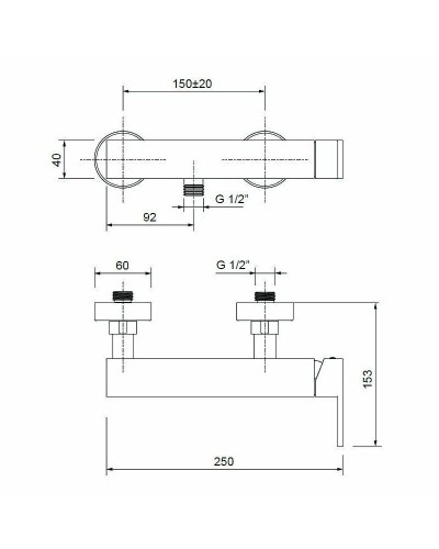 Смеситель для душа Cezares UNIKA-DM-NOP Черный