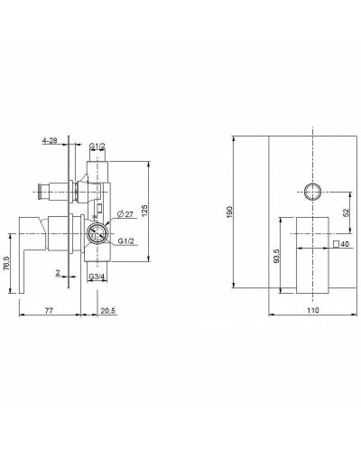 Смеситель для душа Cezares UNIKA-VDIM-01 Хром