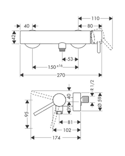 Смеситель для душа Axor Starck 10611000 Хром