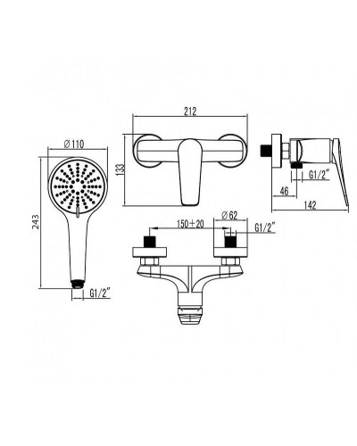 Смеситель для душа Lemark Bronx LM3703BL Черный