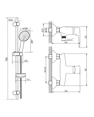 Смеситель для душа Orange Mari M07-320cr Хром