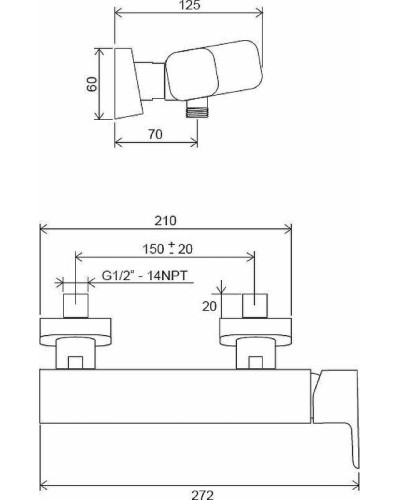 Смеситель для душа Ravak 10° Free black-TD F 032.20/150 X070153 Черный матовый