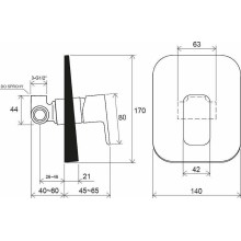 Смеситель для душа Ravak 10° Free black-TD F 062.20 X070157 Черный матовый