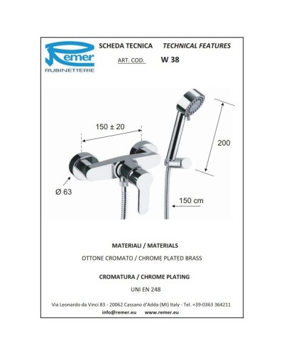 Смеситель для душа Remer Winner W38