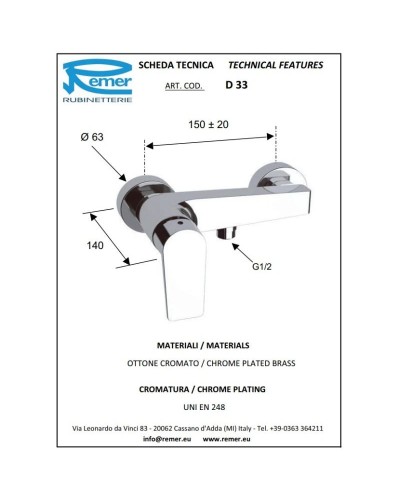 Смеситель для душа Remer Dream D33