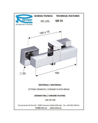 Смеситель для душа Remer Q-Design QD31