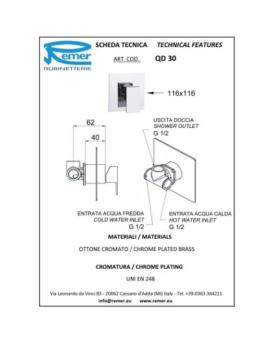 Смеситель для душа Remer Q-Design QD30