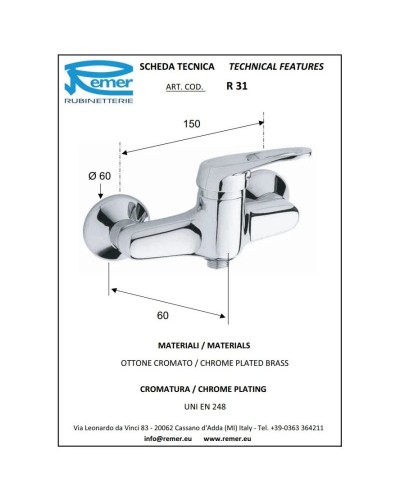 Смеситель для душа Remer Remix R31