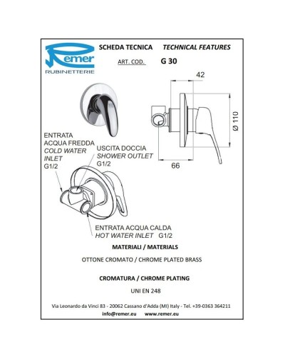 Смеситель для душа Remer Giga G30