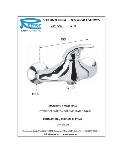 Смеситель для душа Remer Giga G31