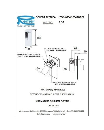 Смеситель для душа Remer Flash Z30